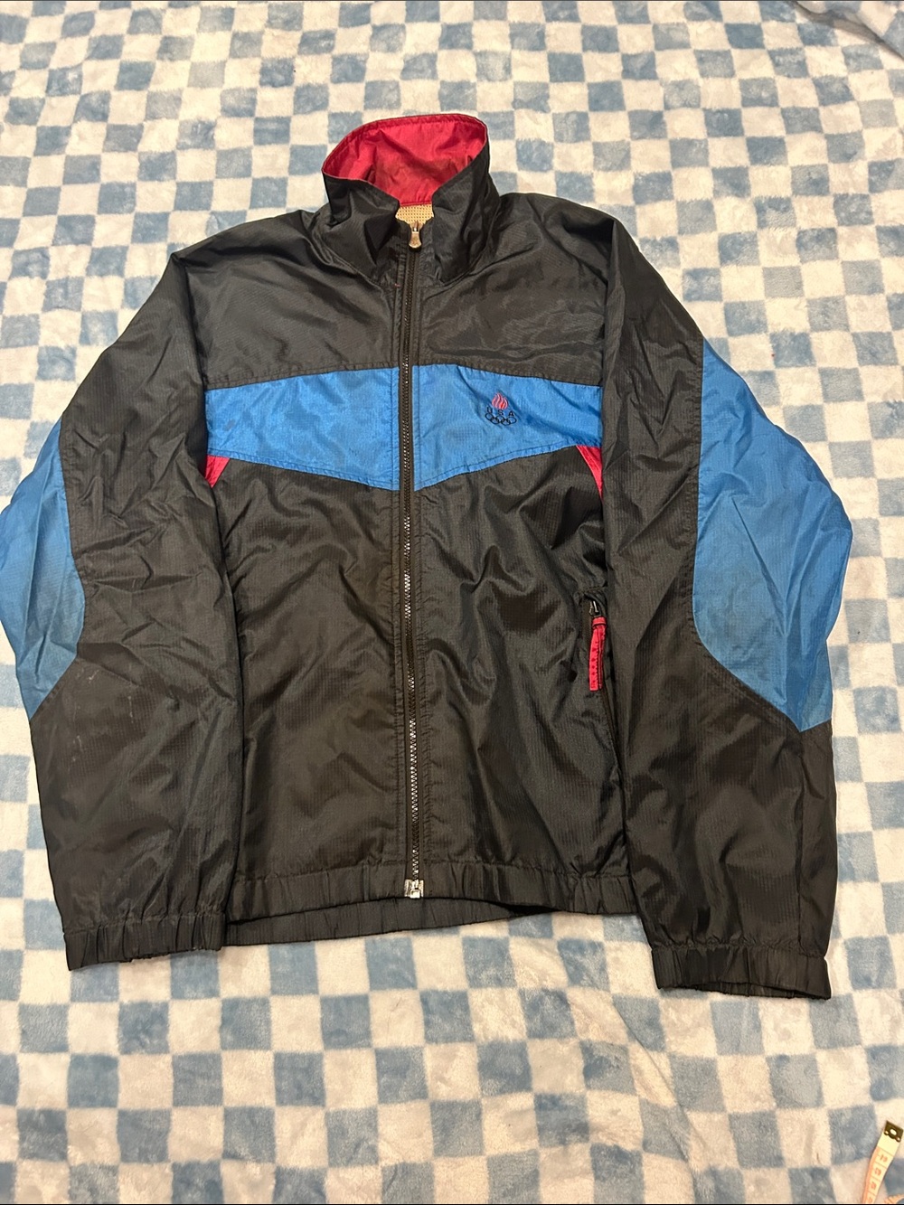 Team USA Olympic Black Red Blue Windbreaker Full Zip